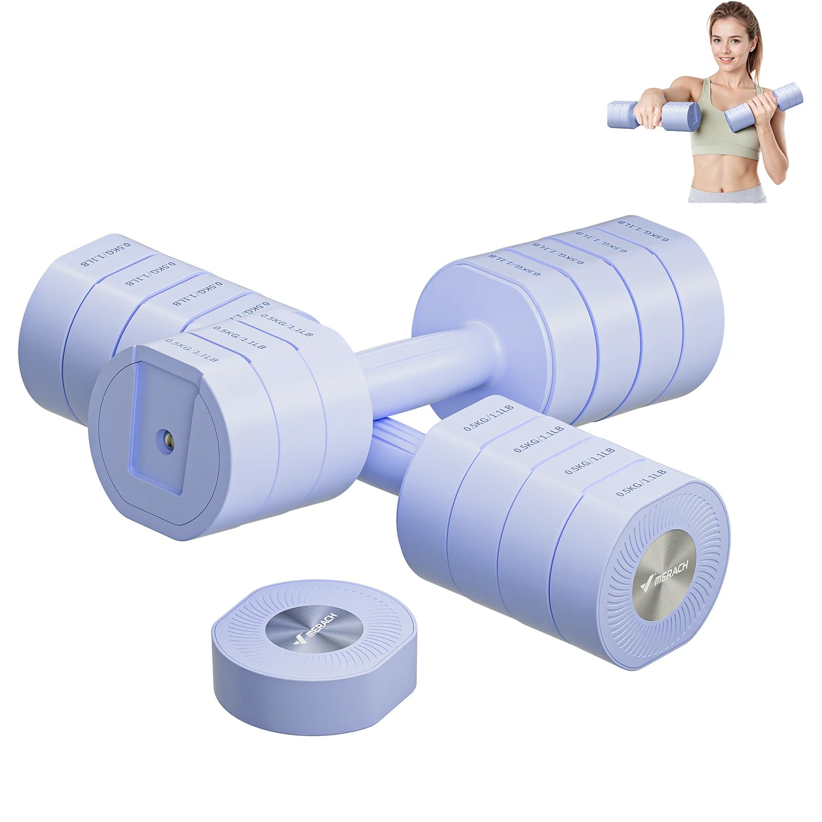 MERACH Haltères Réglables 4-en-1 – Jusqu’à 8 kg